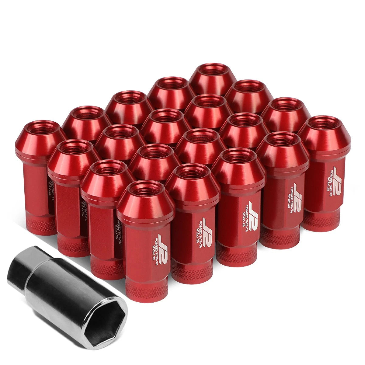 Set of 20 J2 7075 Forged Aluminum M12x1.25 Open-End Lug Nuts for Universal