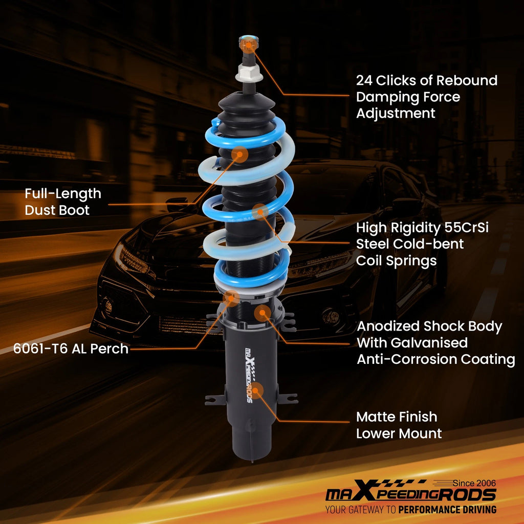 2X Coilovers for VW Golf Jetta MK4 (1997-2006) 24 Way Adjustable Shocks