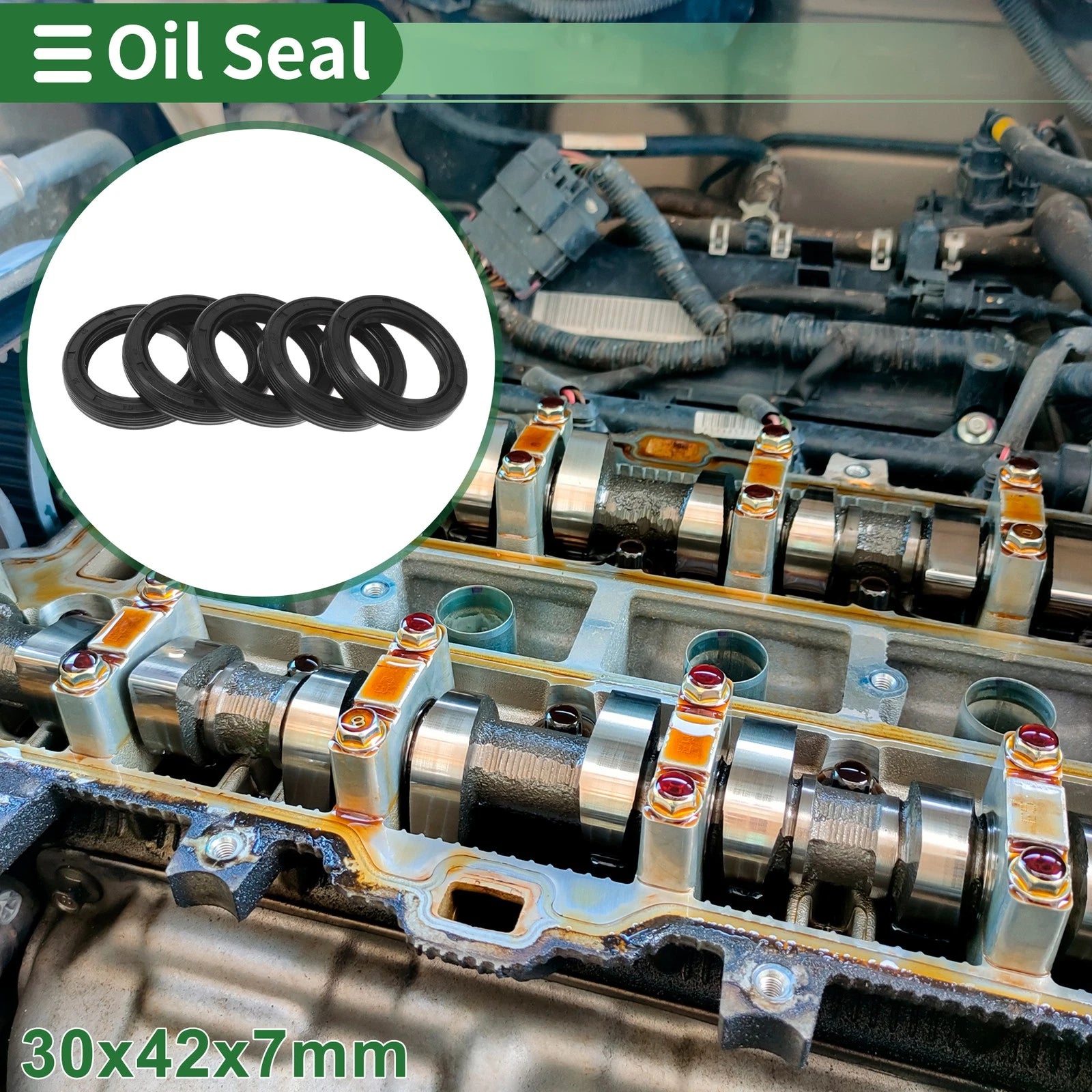 Set of 5 Oil Seal TG4 Lip Seal Ring NBR Rubber 30x42x7mm