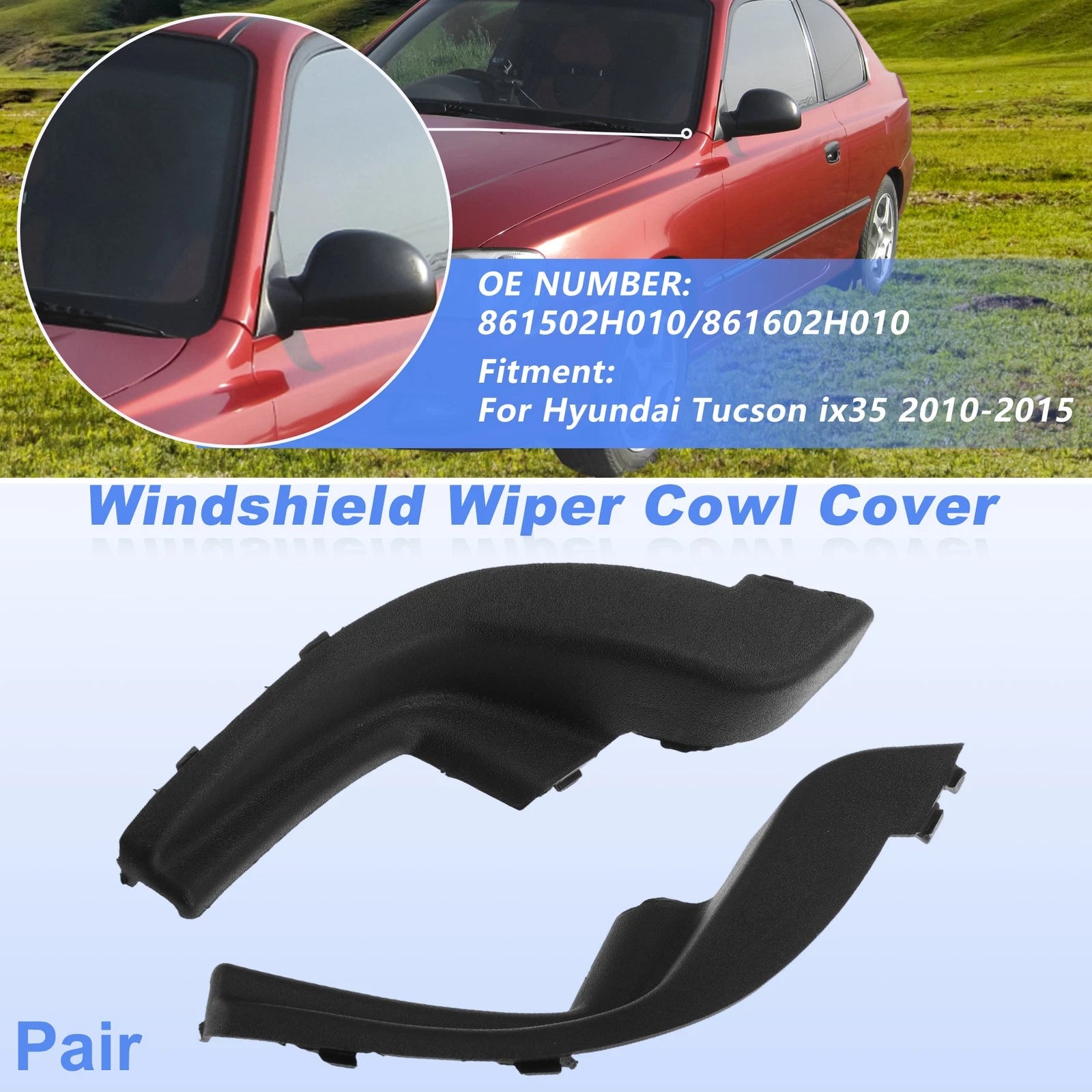 Set of 2 Windshield Cowl Replacements for Hyundai Elantra HD (2006–2010) 861502H010