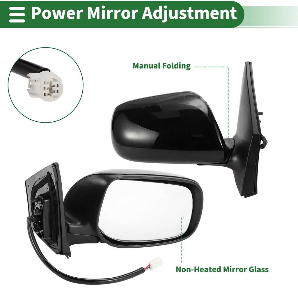 Right Side Door Mirror for Toyota Corolla (2009–2013) Manual Folding Gloss Black