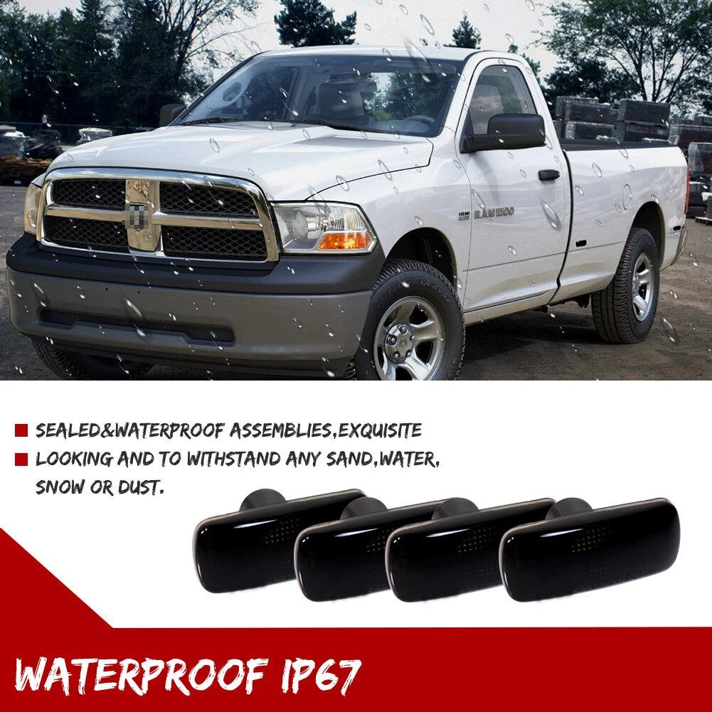 Set of 4 Smoked Lens Fender Side Marker Lamp Housings for Dodge RAM (2010–2018)