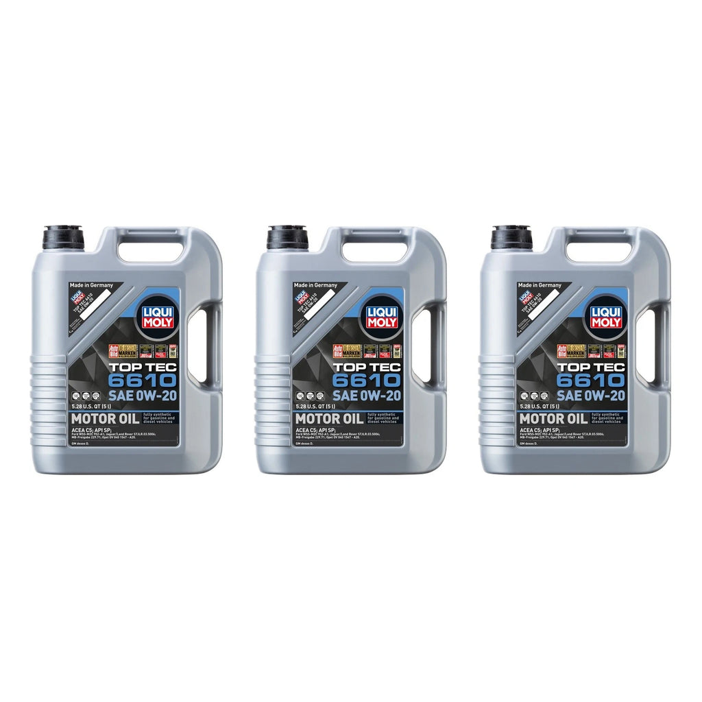 Set of 3 Liqui Moly Top Tec 6610 0W-20 Engine Motor Oil (15L)