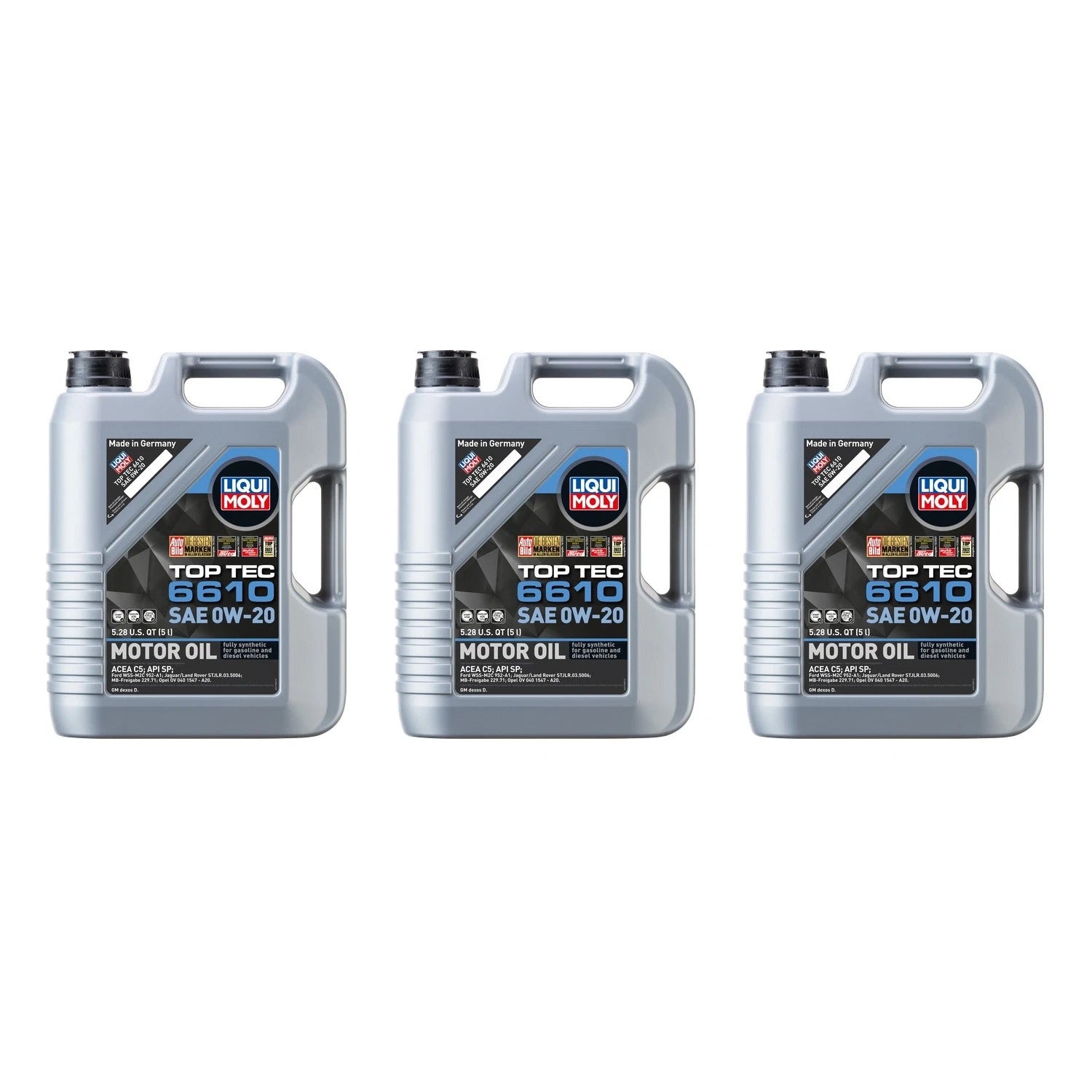 Set of 3 Liqui Moly Top Tec 6610 0W-20 Engine Motor Oil (15L)