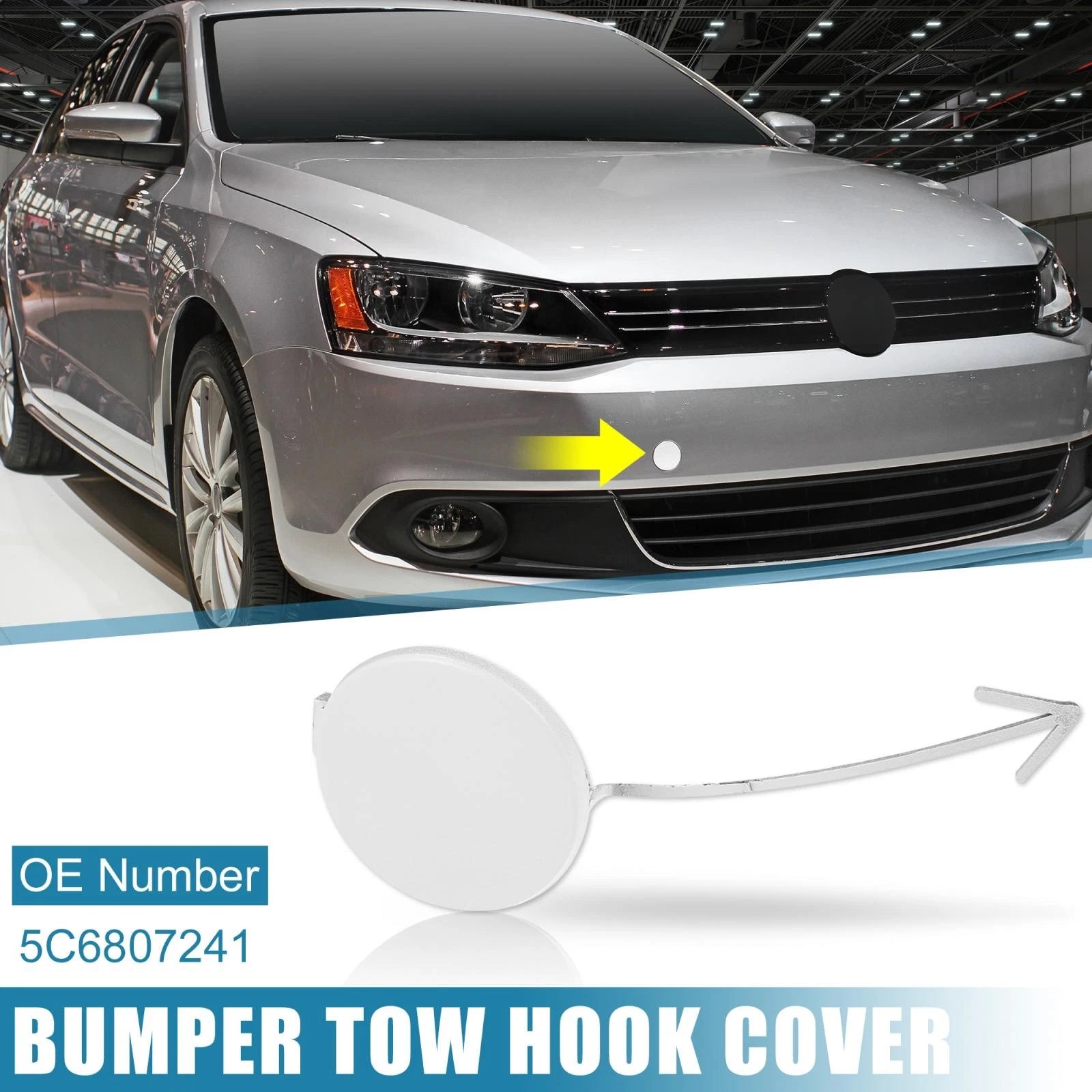 White Front Bumper Tow Hook Cover 5C6807241 for Volkswagen Jetta (2012–2014)