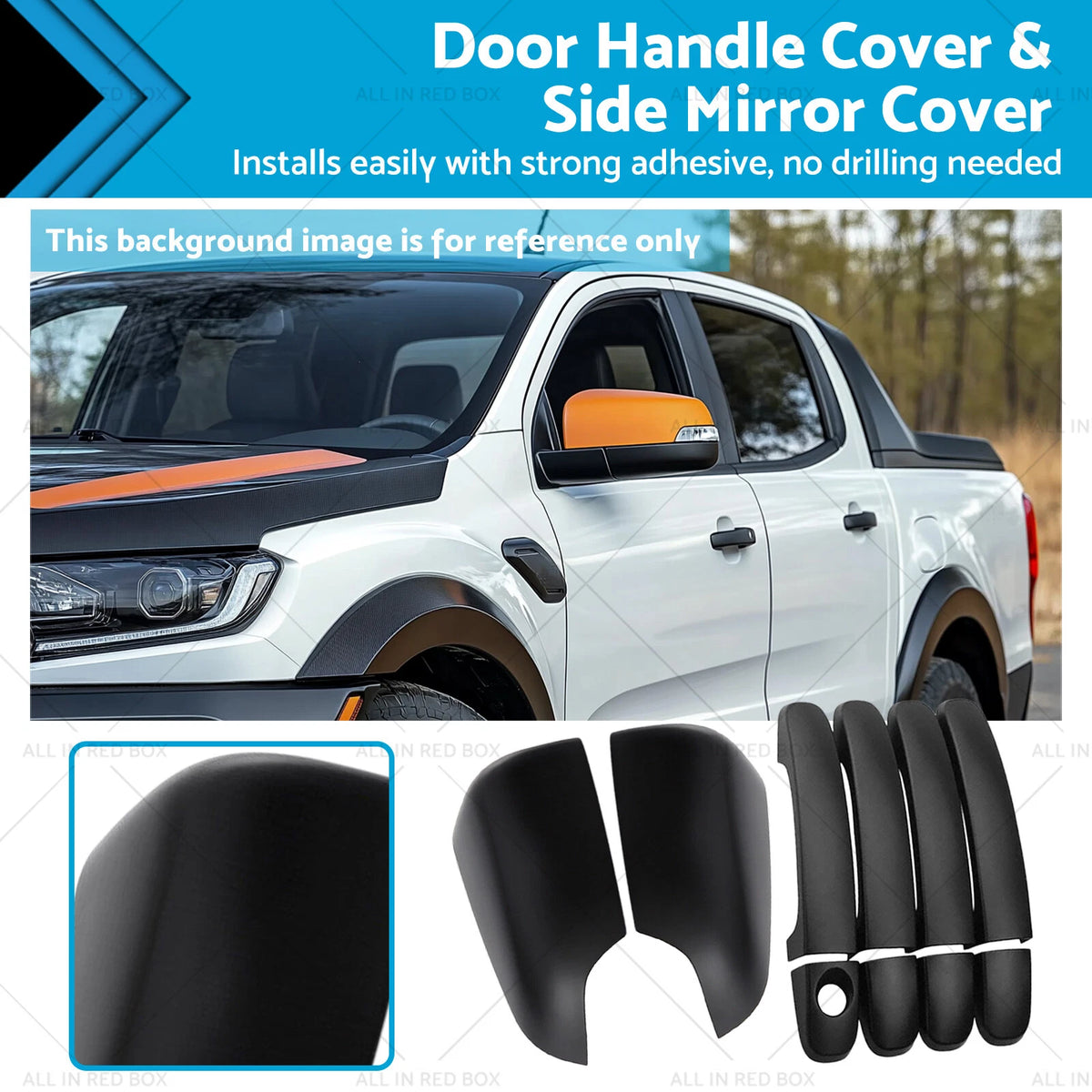 Side Mirror Cover & Door Handle Cover for Ford Ranger Raptor (2018–2022)