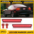 2Pcs Rear LED Bumper Side Marker Light for Ford Mustang (1999–2004) Smoke Red Lens