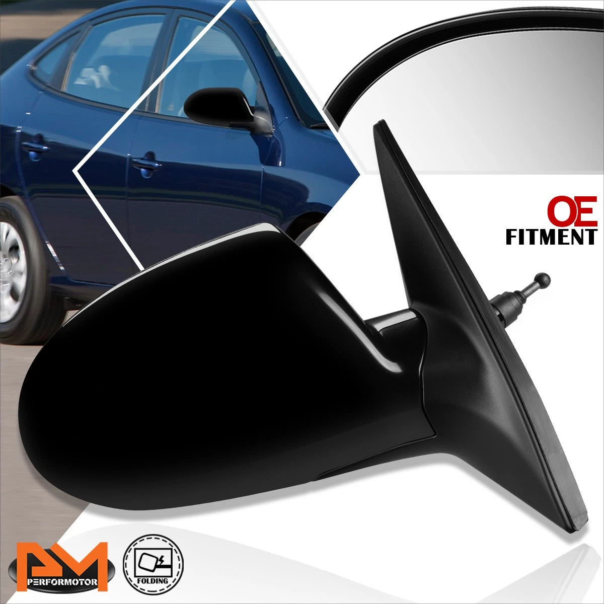 Manual Adjust Side Rear View Mirror Right RH for Elantra Sedan (2007–2010)