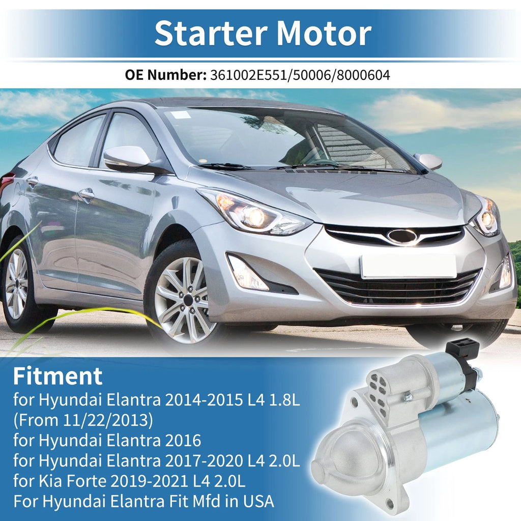 Starter Motor for Hyundai Elantra (2014–2020) & Kia Forte (2019–2021) No. 361002E551