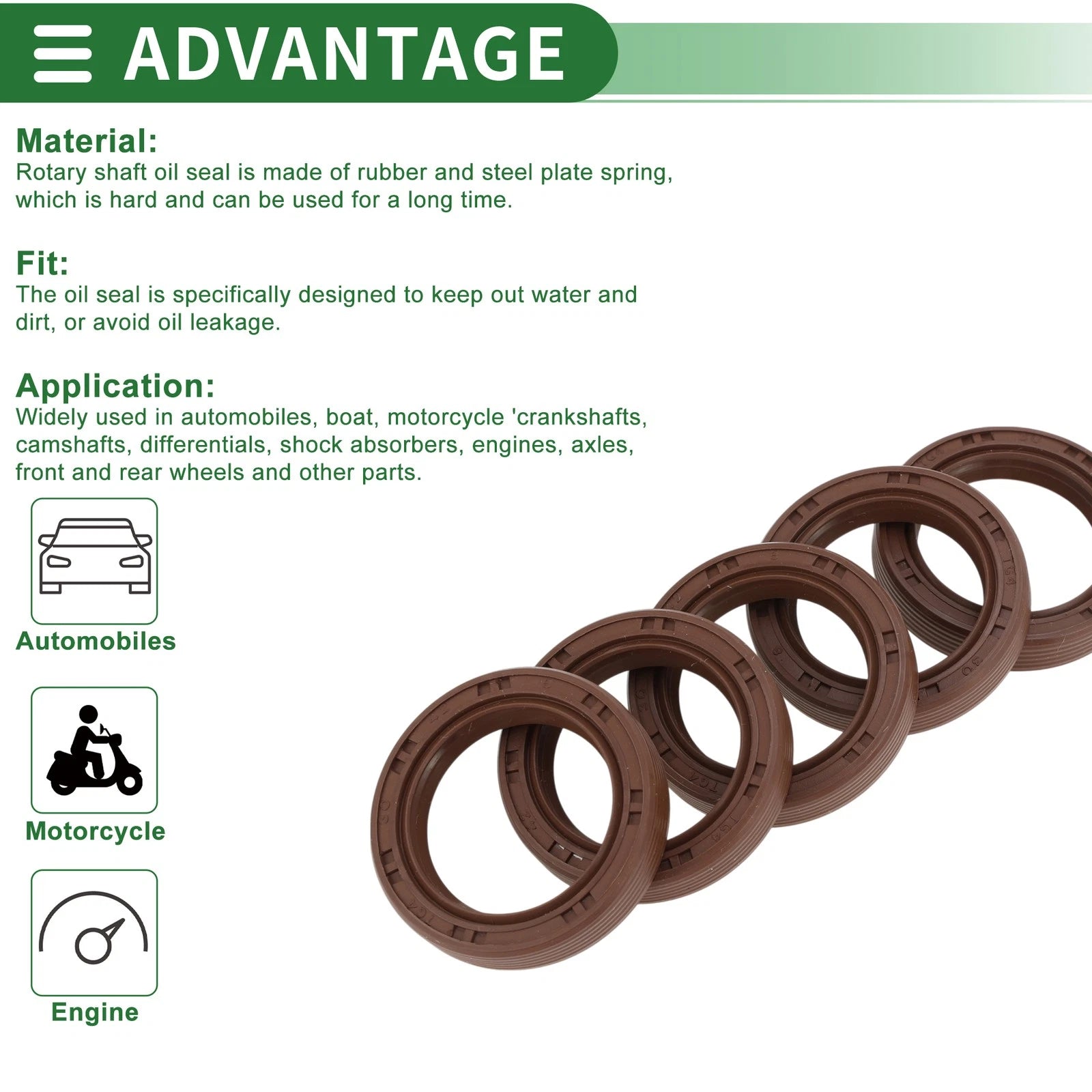 Set of 5 Oil Seals FKM Rubber 30x42x8mm High Pressure
