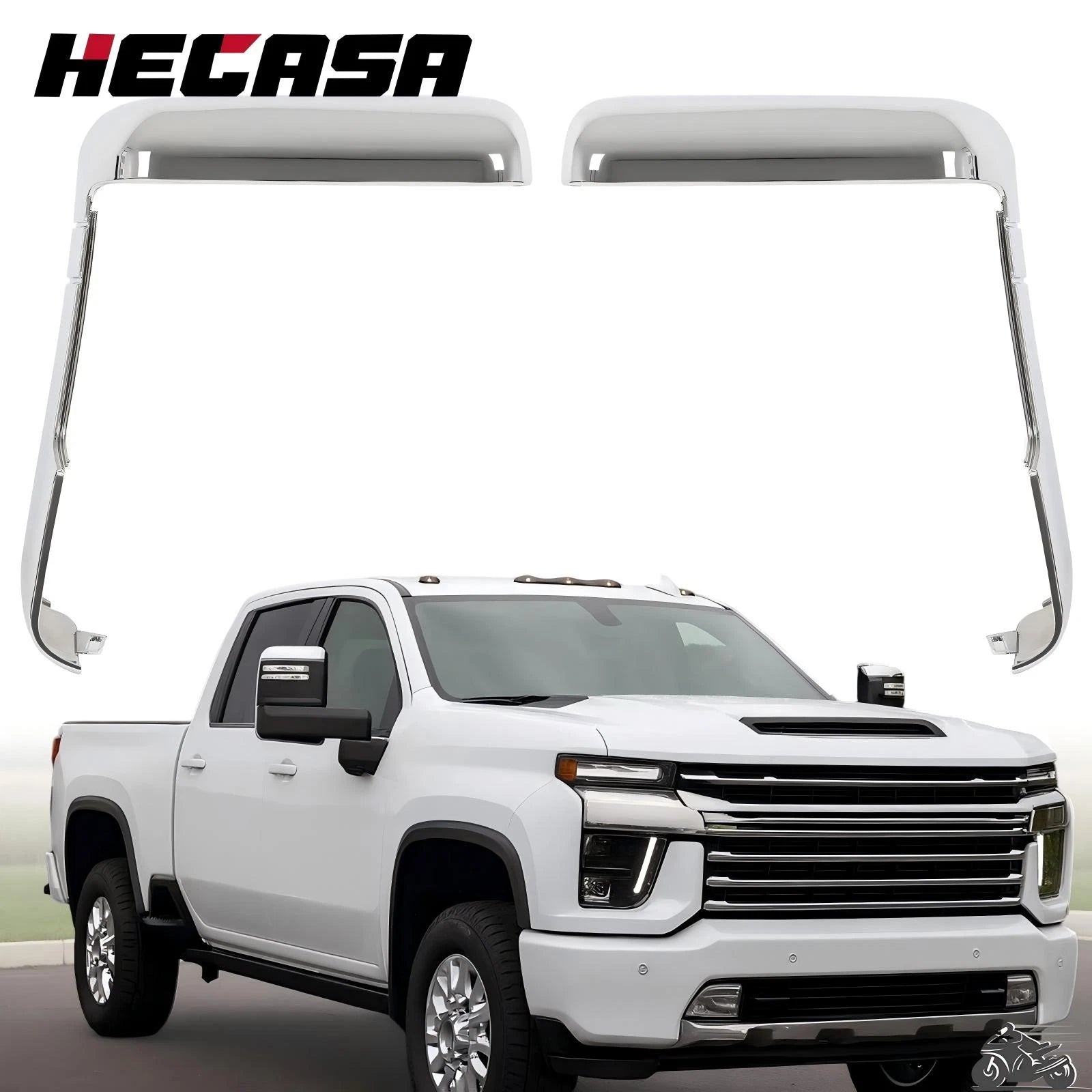 Chrome Top & Side Mirror Cover for Chevy Silverado GMC Sierra 2500 3500 HD (2020–2024)