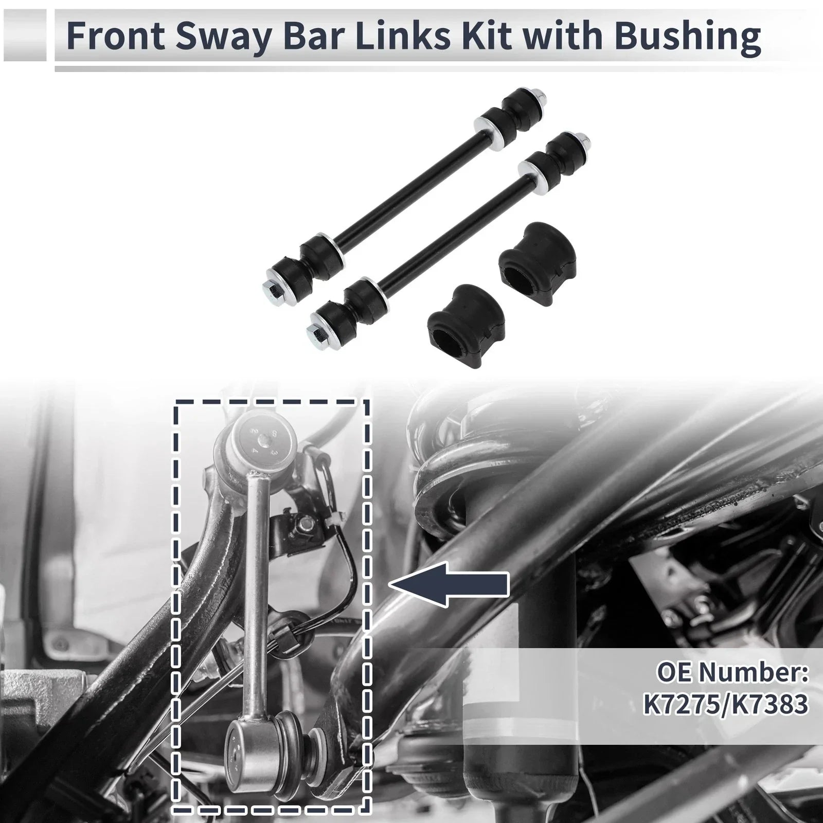 Front Stabilizer Bar Links 2 x Pcs Bushing for Dodge Ram 1500 (2002-2023)