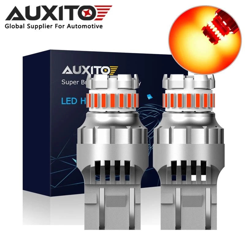 2X AUXITO 7443 Red LED Strobe Blinking Signal Brake Light Bulbs W21/5W G