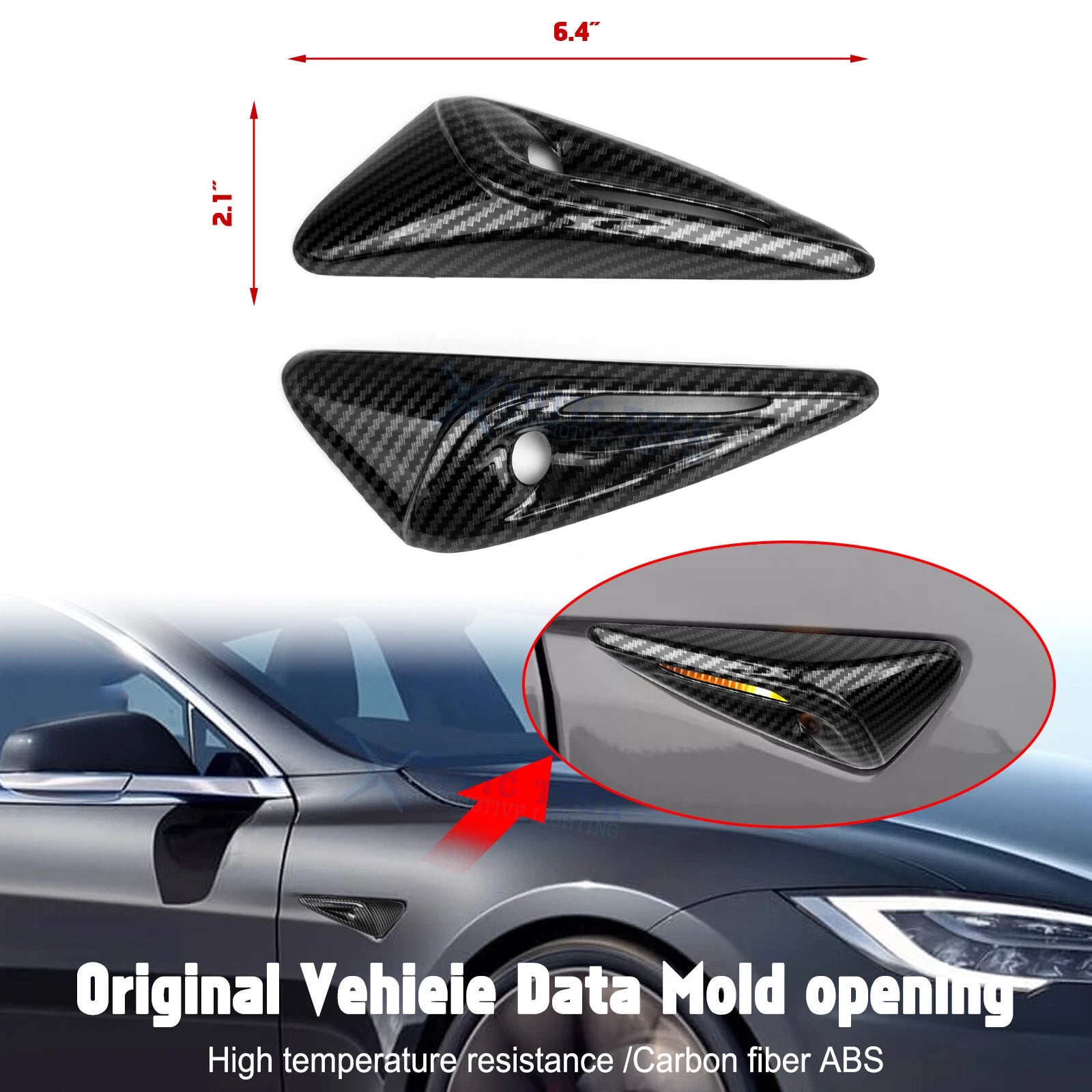 Carbon Style Side Camera Trim Cover for Tesla Model Y (2024-2025)