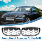 Set of 2 Front Hood Grille for BMW 335d 328i 335i E90 (2007–2013) Silver Tone