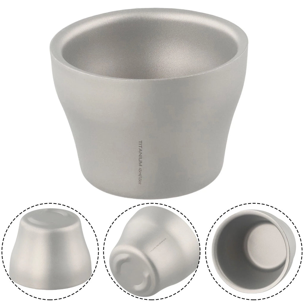 Compact Double Layer Titanium Wine Mug 45ml - Rust Resistant, Lightweight