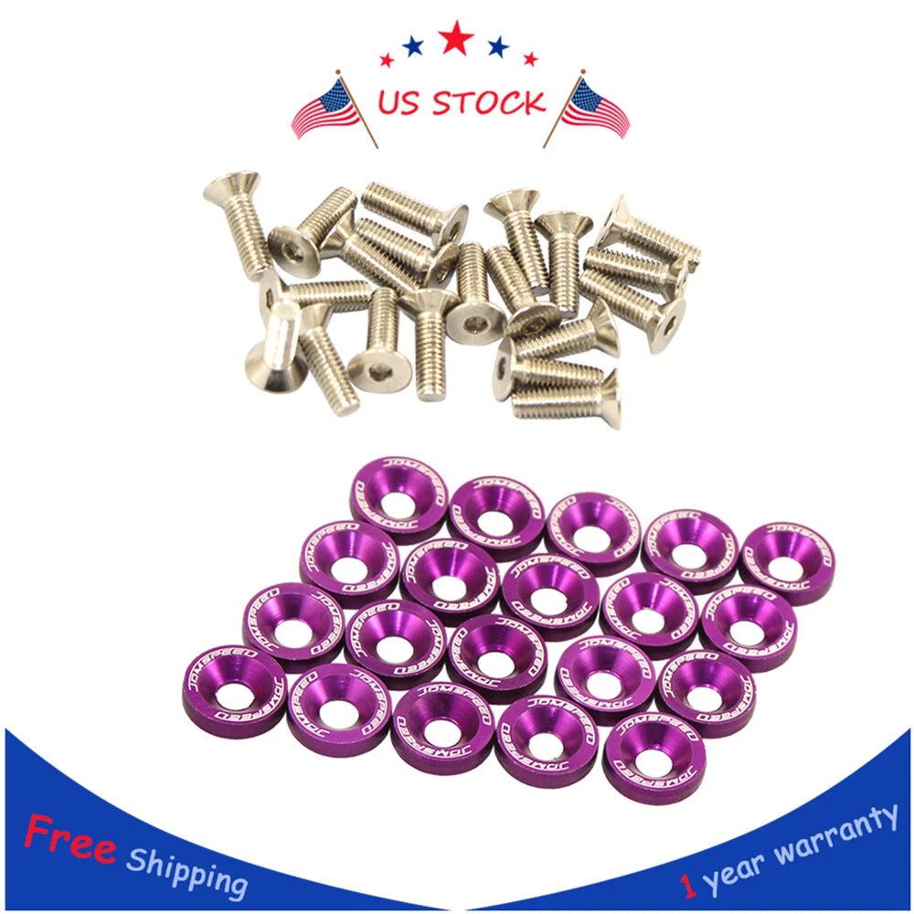 20PCS CNC Billet Aluminum Fender Washer Kit for Universal Vehicles