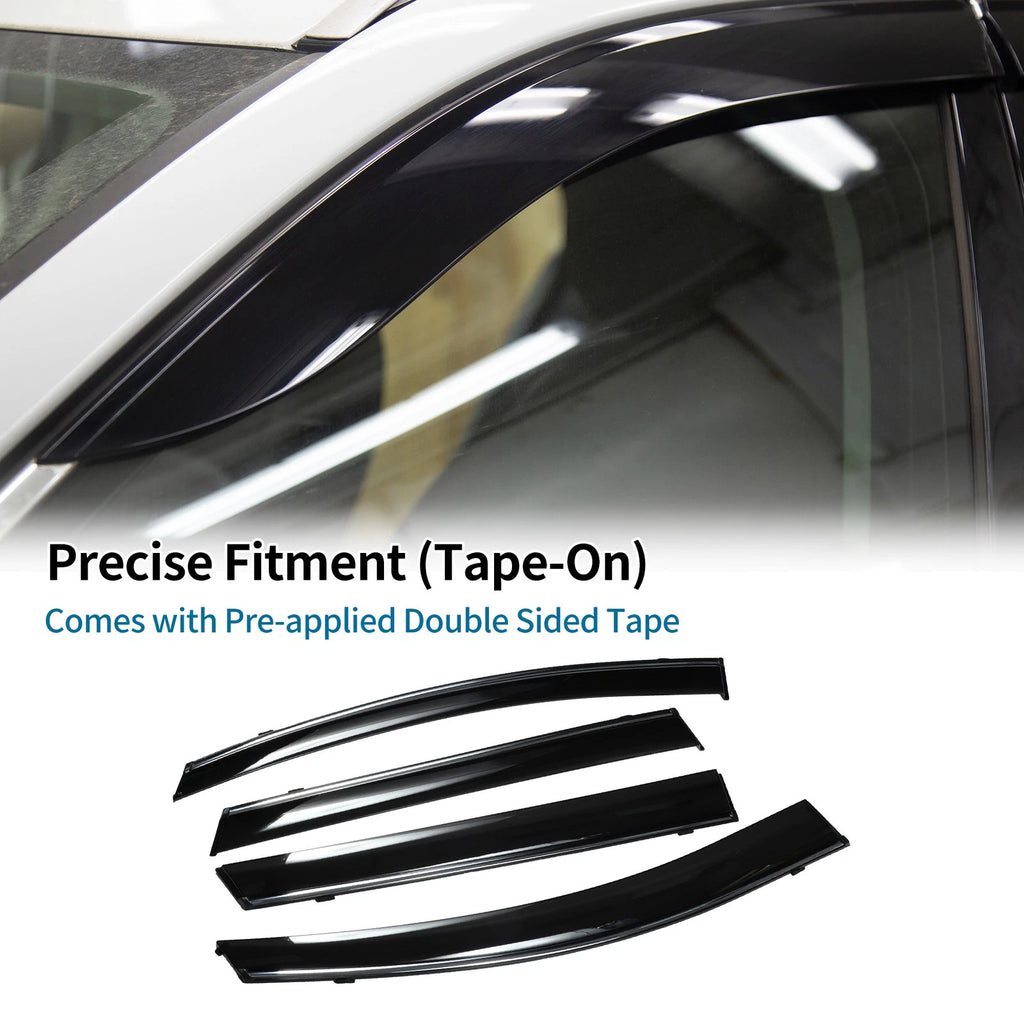 Set of 4 Window Deflectors for Ford Edge (2015) - Tape-On Black