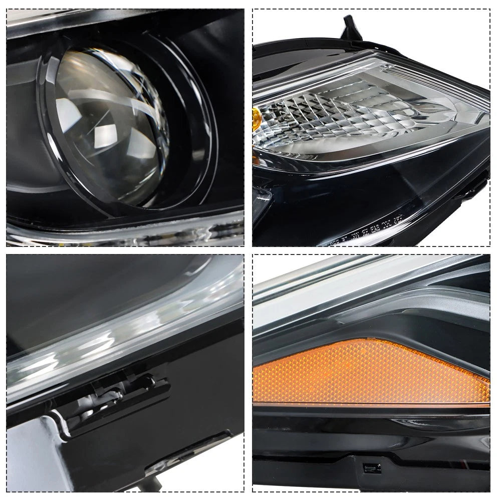 Set of 2 Projector Headlights for Chevy Cruze (2016–2019) Black LED DRL
