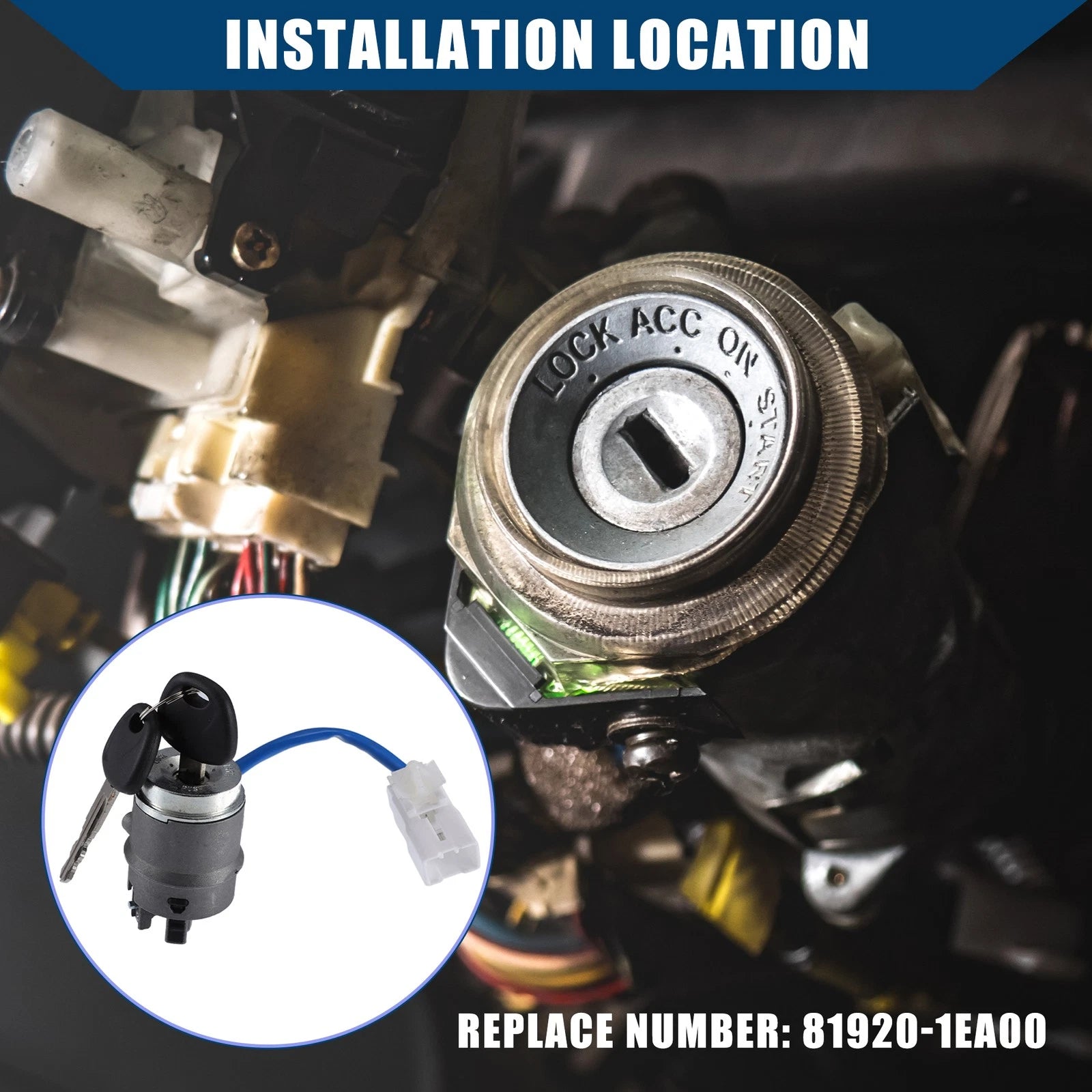 Ignition Switch Lock Cylinder w/ Key No.819201EA00 for Hyundai Accent (2006–2011)