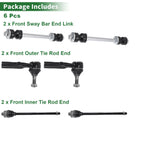 6pcs Front Suspension Kit Tie Rod End Sway Bar Link for Chevrolet Silverado 2500 (2001–2007)