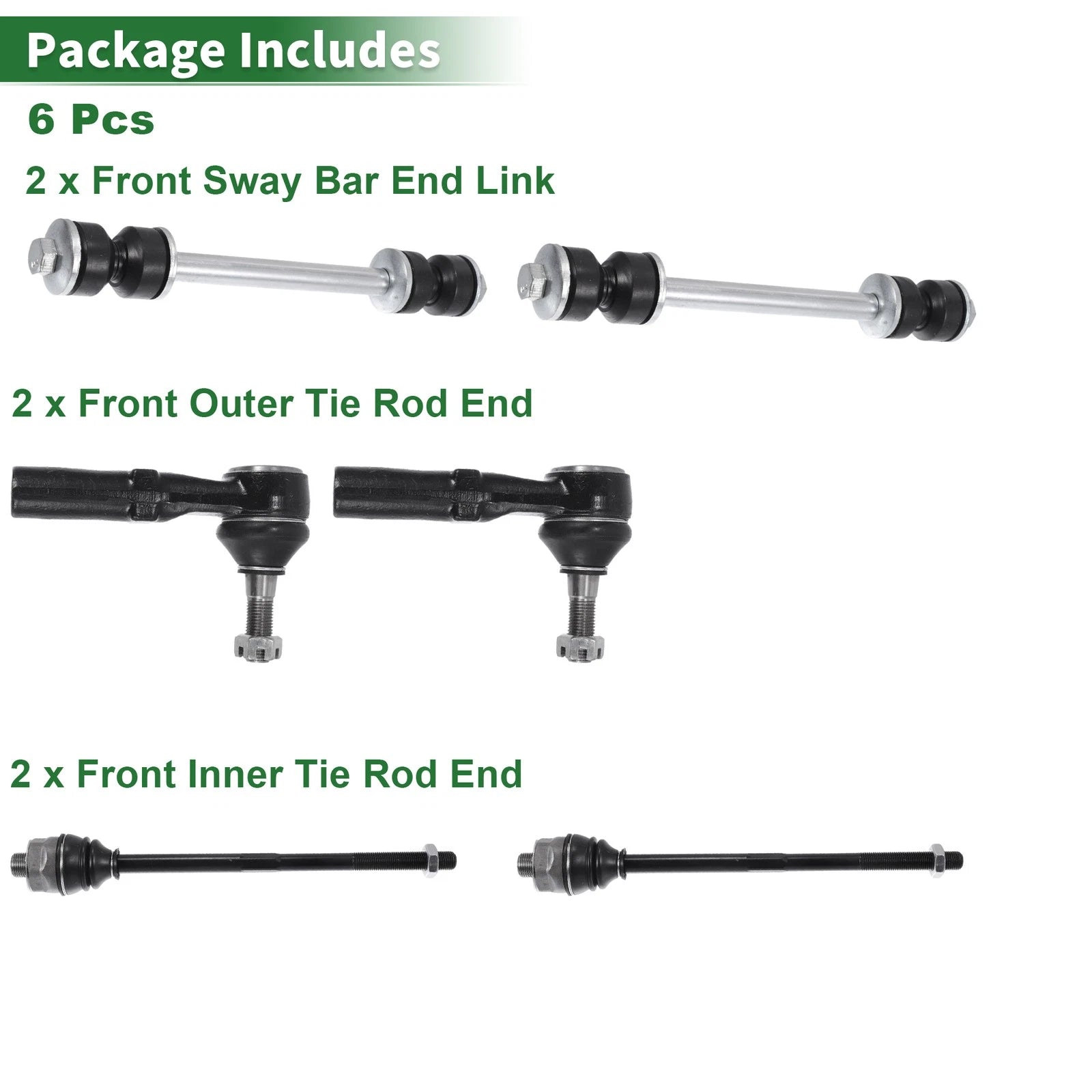 6pcs Front Suspension Kit Tie Rod End Sway Bar Link for Chevrolet Silverado 2500 (2001–2007)