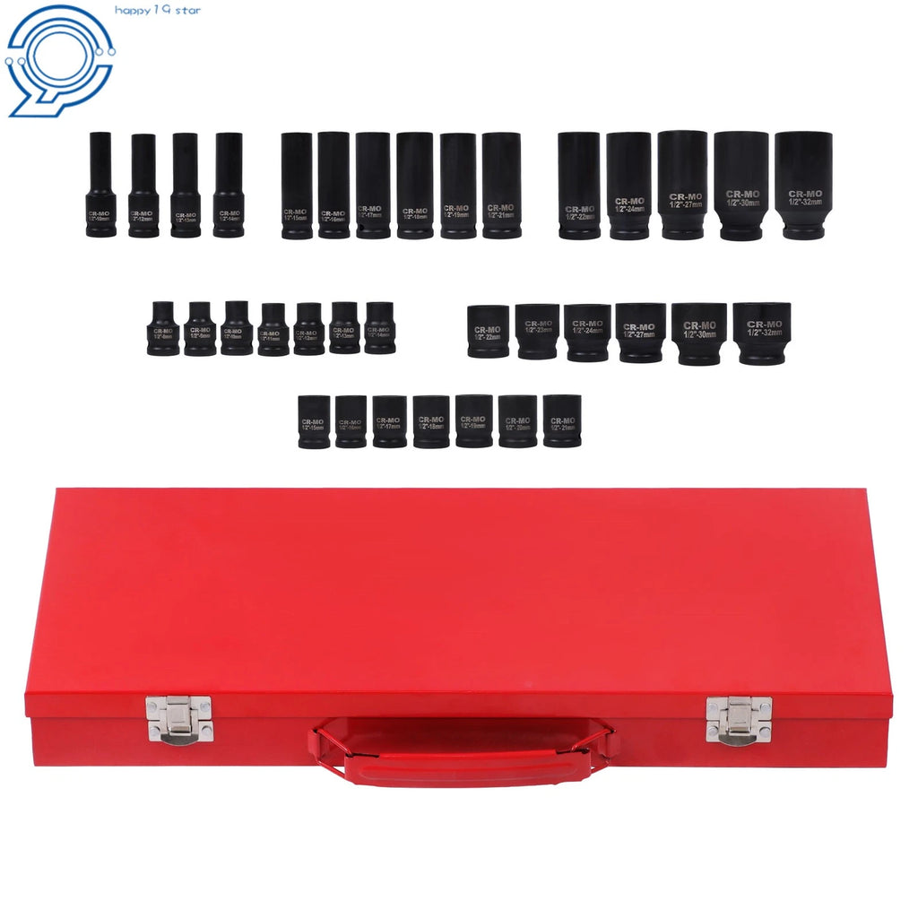 Set of 35 Deep Impact Sockets for Garage (8-32mm)