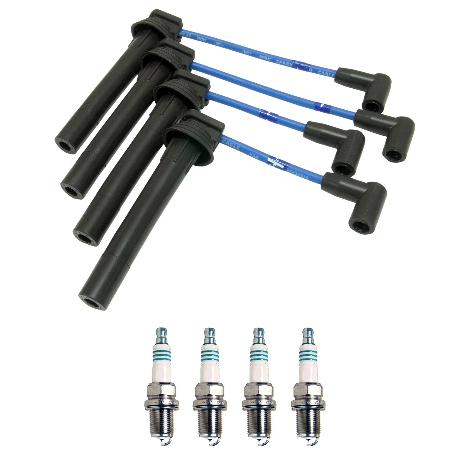 NGK 7mm Wire Set & Denso Iridium Spark Plug Kit for Breeze Neon (1995–1999)