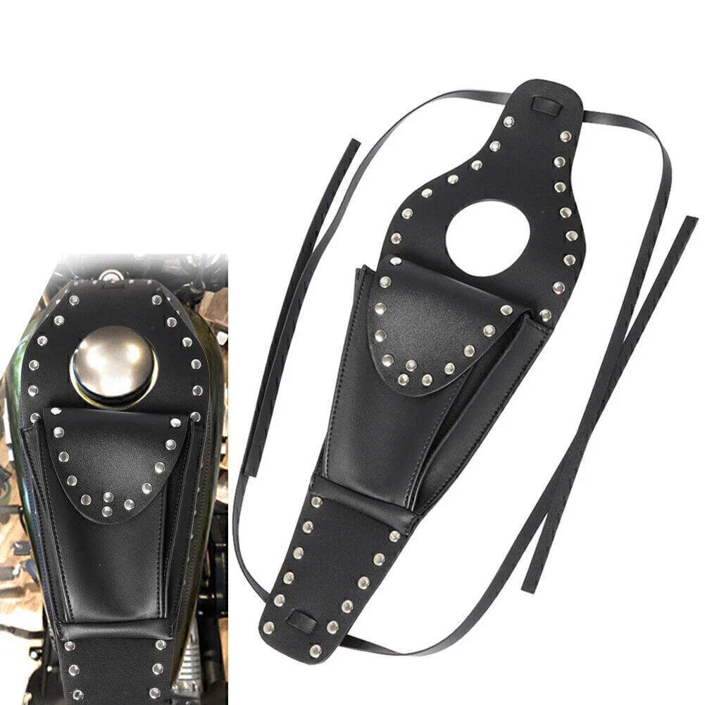 Black Fuel Gas Tank Cover & Dash Console Pouch Bag for Harley Sportster 883