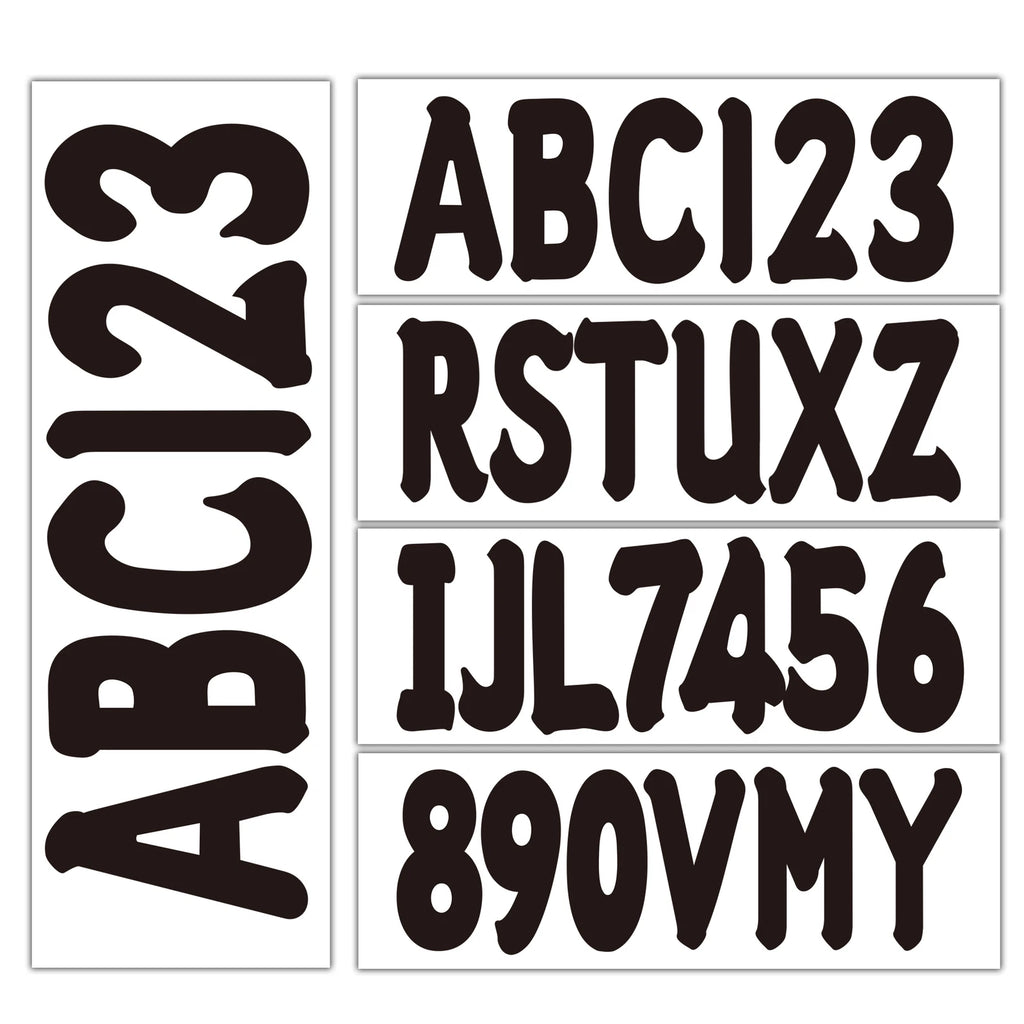 Set of 4 Black Decals A-Z & 0-9 for Boat Registration Stickers