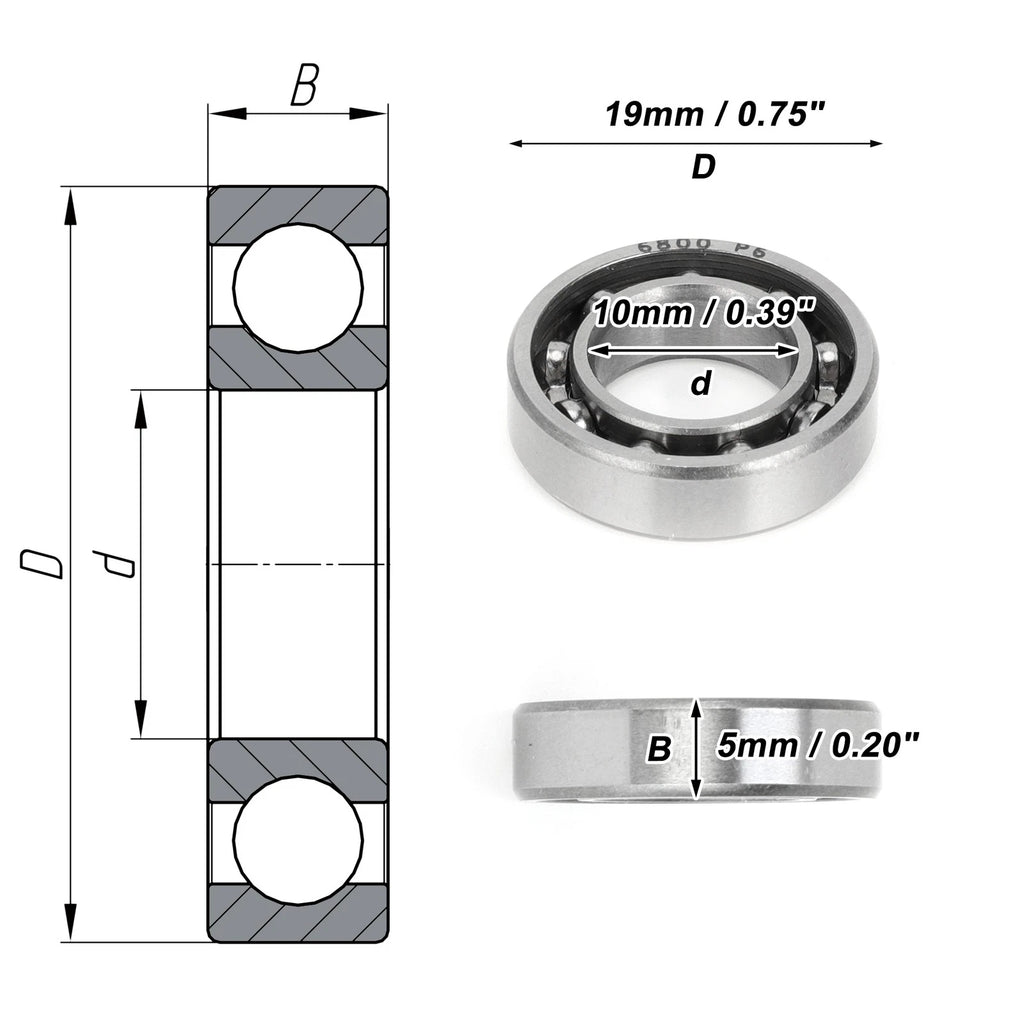 Deep Groove Ball Bearing 10x19x5mm for Scooter Skateboard (1 Pc)