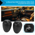 2X 5-Speed Push Gear Shift Knob & Transfer Case Knob for Nissan Patrol