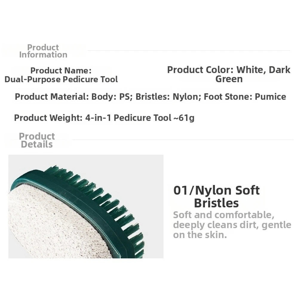 2X Foot Stone Remover with Soft Bristle Side Double Sided Pumice Tool