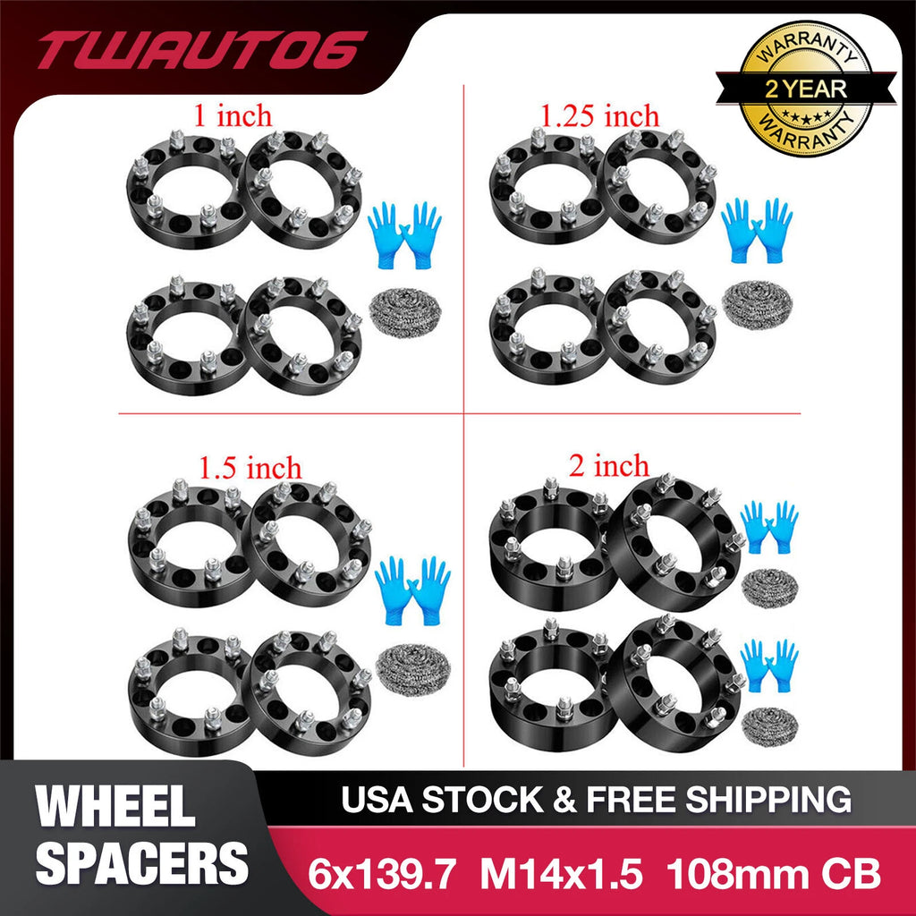 Set of 4 Wheel Spacers 1"/1.25"/1.5"/2" for Chevy Silverado GMC (YYYY–YYYY)