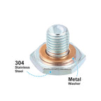 2X M10x1.25 Engine Oil Drain Plug Screw w/ Seal Ring for Ford 