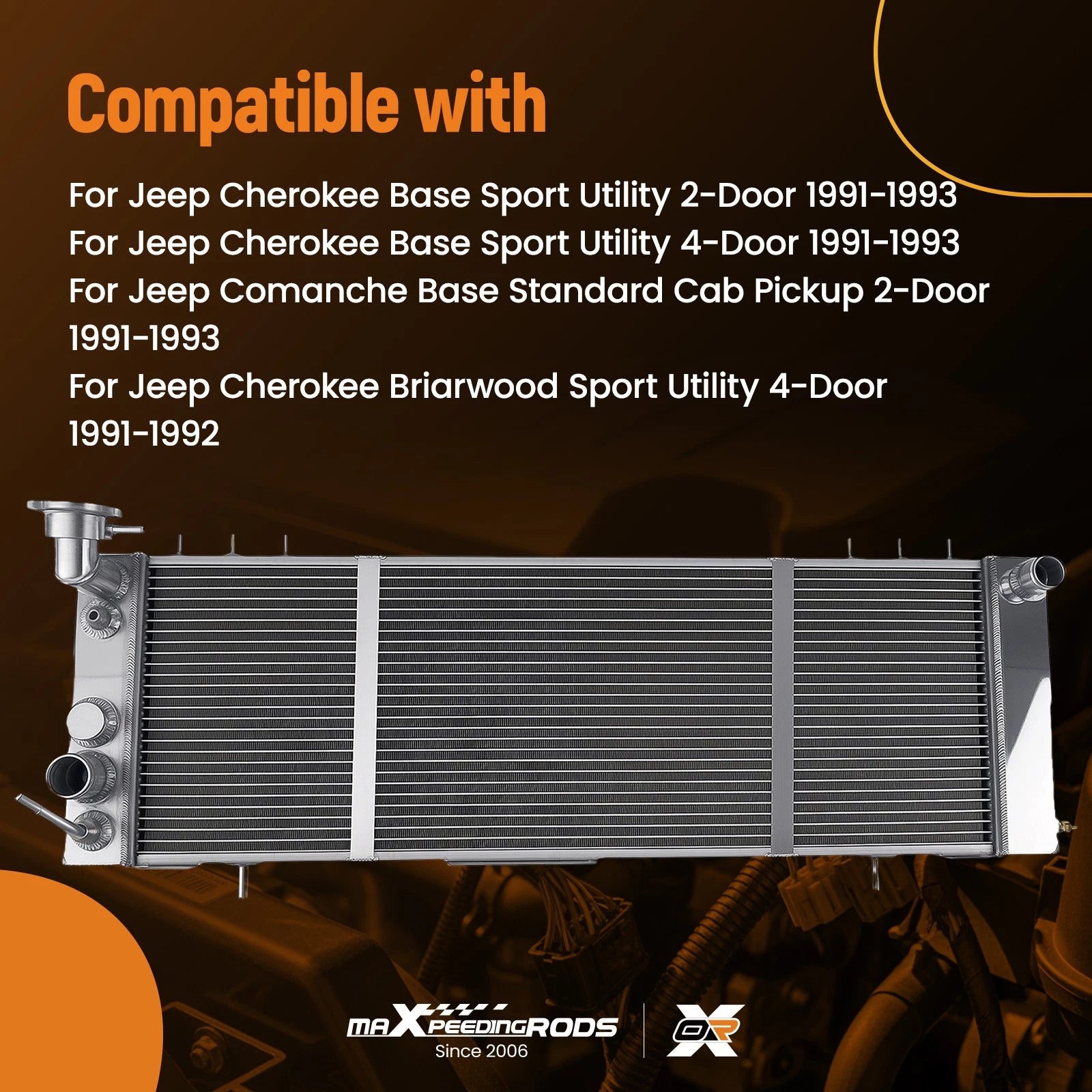 3 Row Aluminum Radiator for Jeep Cherokee (1994-2001) Cross Flow AT