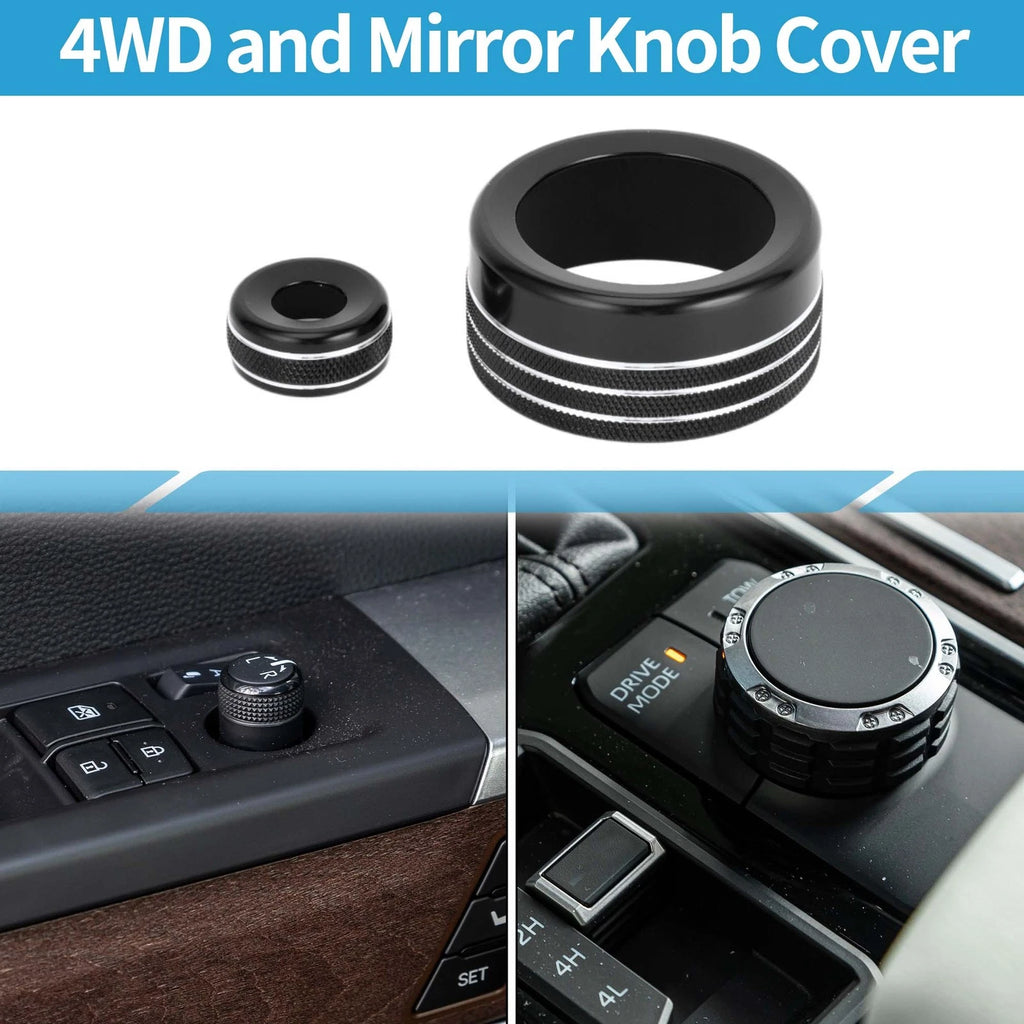 2X Drive Mode 4WD & Mirror Knob Cover for Toyota Tundra (2022–2023) Black