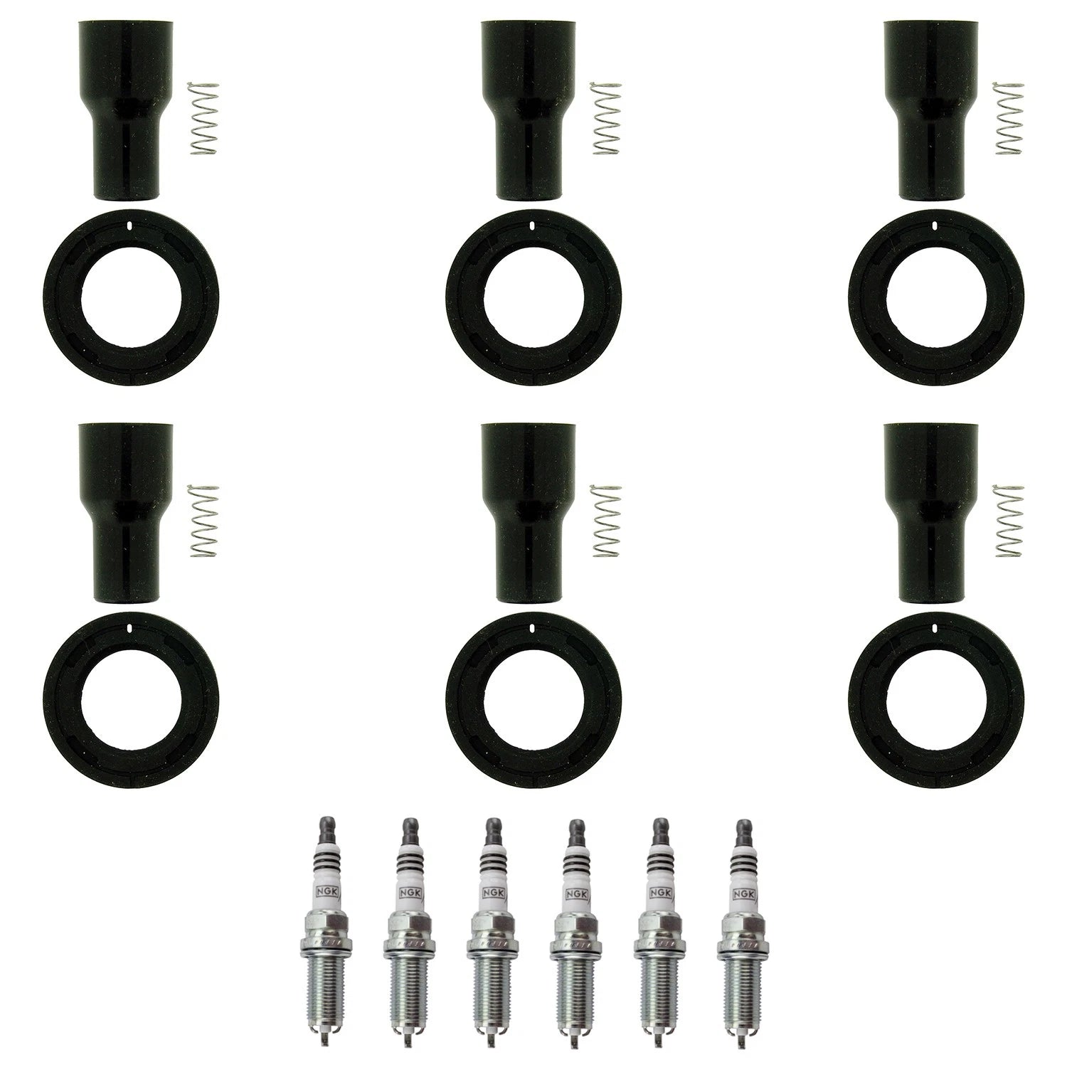 Set of 6 NGK Laser Iridium Spark Plugs & Coil Boots for GS350 GS450h IS250