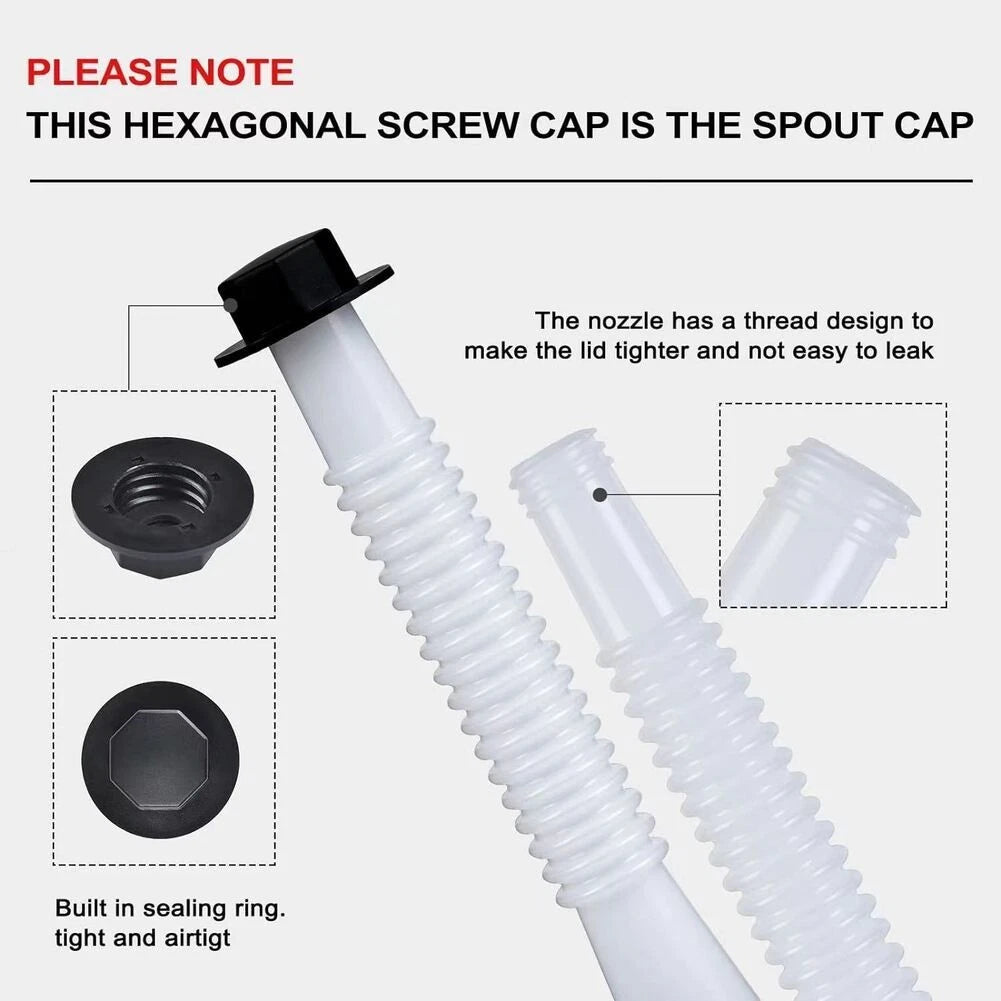 3 Pieces Gas Can Spout Replacement with Hex Nut and Secure Fit Design