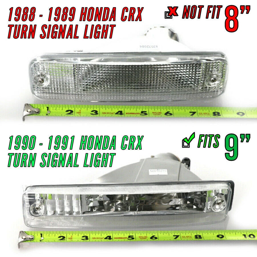 JDM Chrome Clear Front Bumper Turn Signal Lights for Honda CRX (1990–1991)