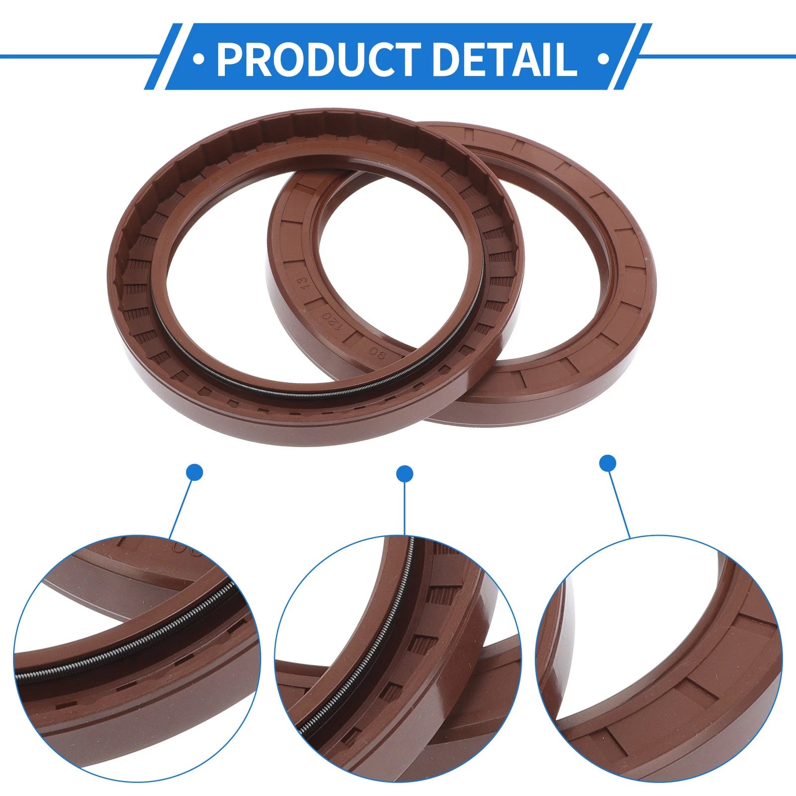 Set of 2 Oil Seal Rotary Shaft Seal FKM Rubber 90x120x13mm