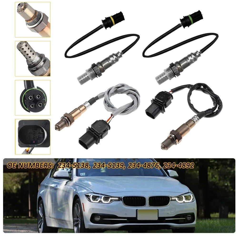 Set of 4 Oxygen Sensors for BMW E82 E90 E91 128i 328i X3 X5 (2007–2013)