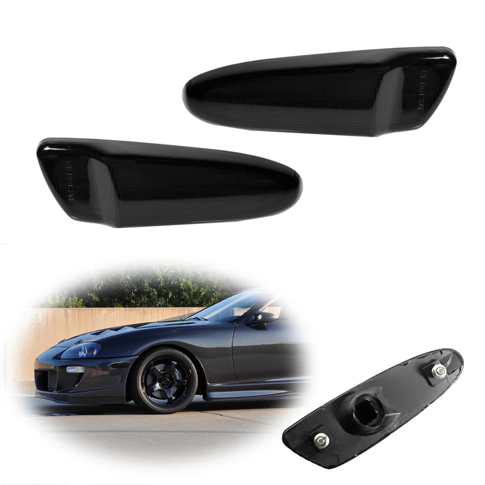 Smoked Front Bumper Side Marker Light Reflectors for Toyota Supra (1997–1998)
