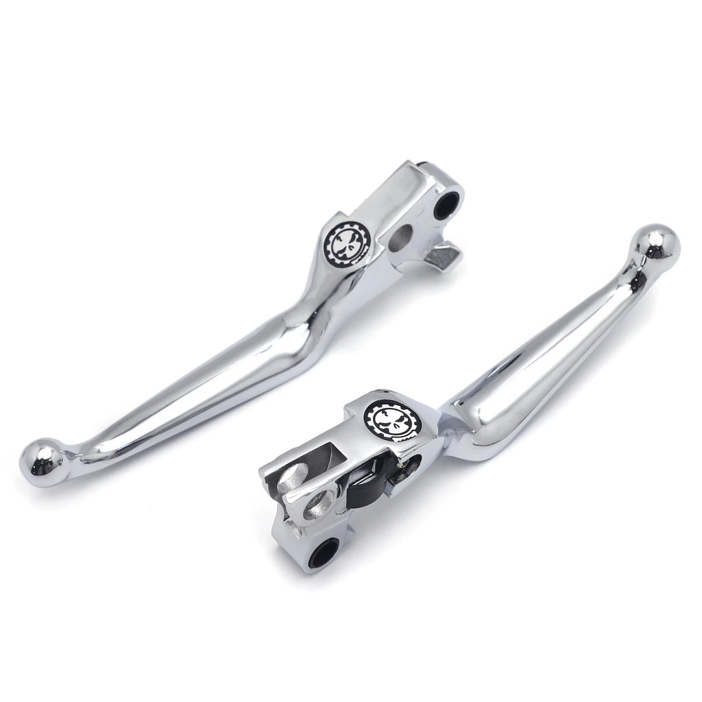 Chrome Skull Brake Clutch Levers for Harley XL/Dyna/Touring/Softail (1996–2007)