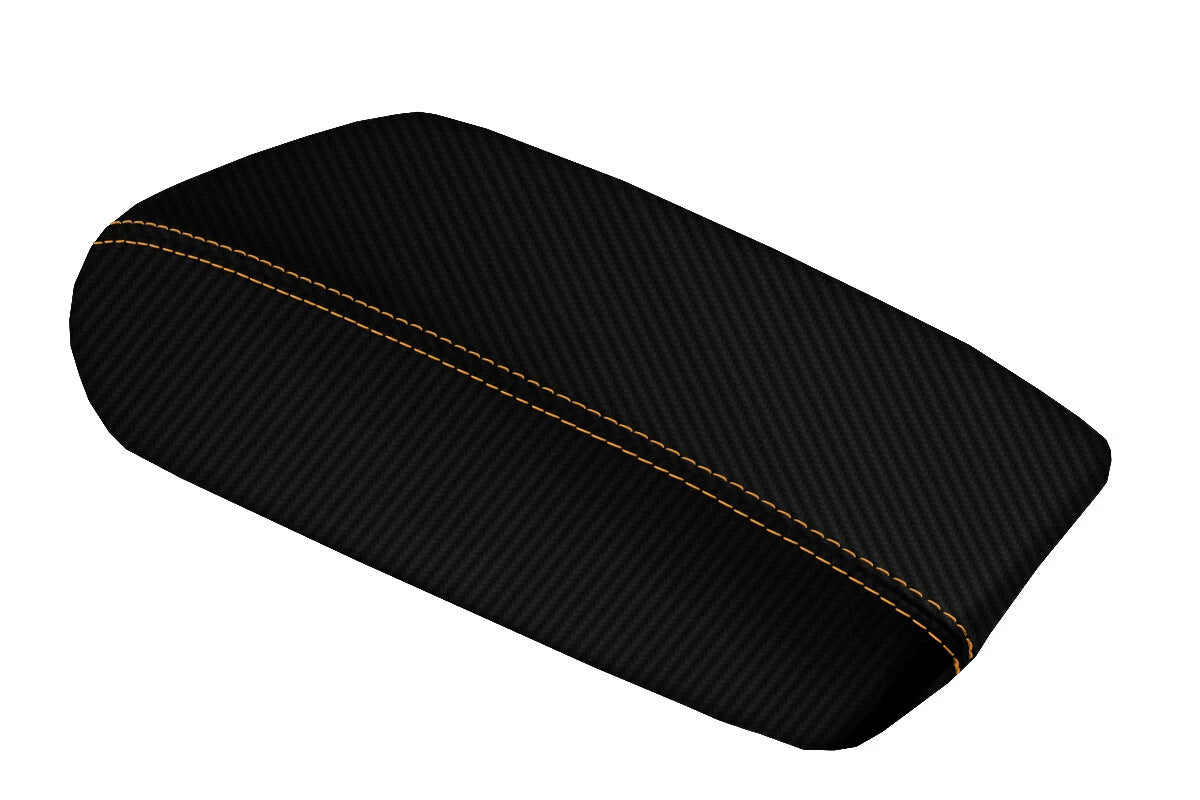 Console Lid Armrest Cover for Audi A6 (2012–2018) Carbon Fiber Orange Stitch