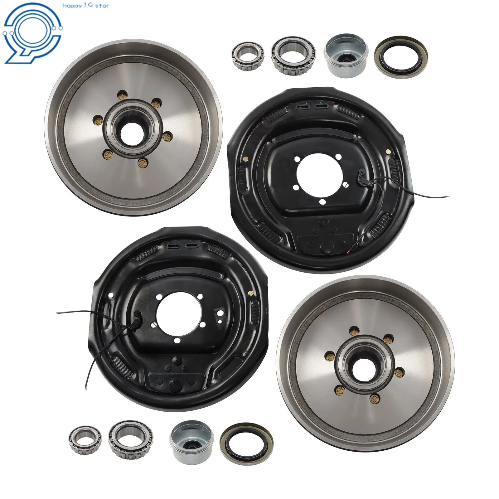 Set of 4 Trailer Hub Drum Kit 6 on 5.5" 12"x2" Electric Brake 6000Lb Axle