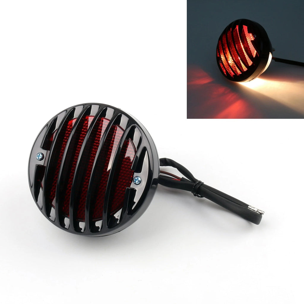 Round Motorcycle Tail Brake Light for Bobber Chopper (Custom Black)