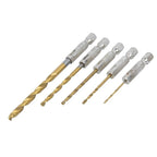 5pcs Titanium Drill Bit Set 1/4 Hex for Automotive Applications