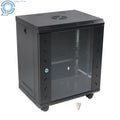Enclosed Server Rack 12U for Secure Lock Glass Front & Sides (15.5" Deep)