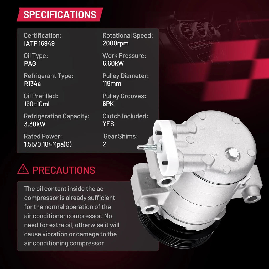 AC Compressor with Clutch for Ford Mustang (1964–1970)